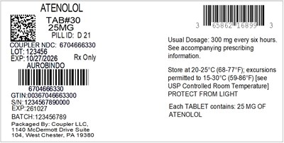 Label (65862 168 99 Atenolol 25mg 67046 663 30)